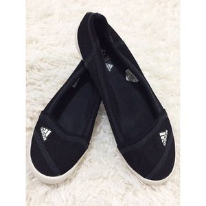 Adidas Ballet Flats Black Mesh Slip On Shoes 8.5